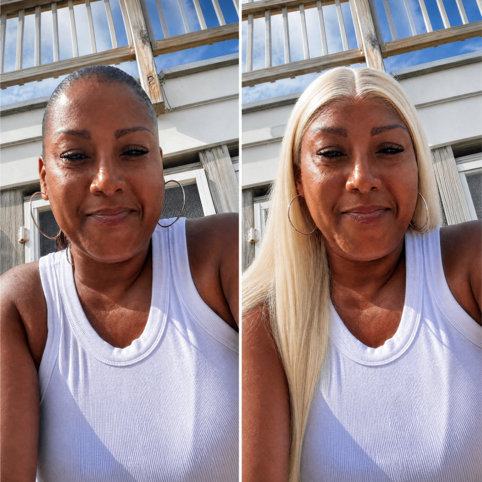 A 18-inch 613 platinum blonde straight lace front wig